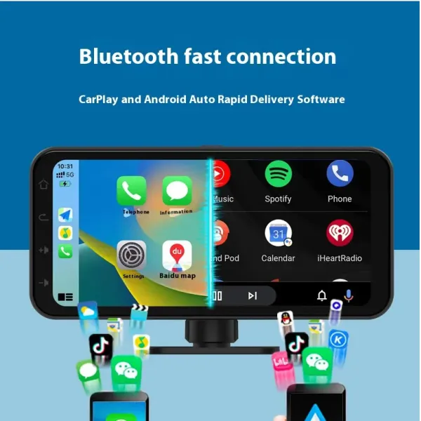 6.25 Inch Bluetooth Wireless Carplay Dashcam High Definition Recording