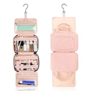 China Hanging Custom Toiletry Bag Travel Pink Camping Carry On 7.4x3x11 Inch wholesale