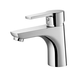 China Chrome Finish Zinc Handle Wash Basin Faucet Contemporary Water Tap 137mm Height wholesale