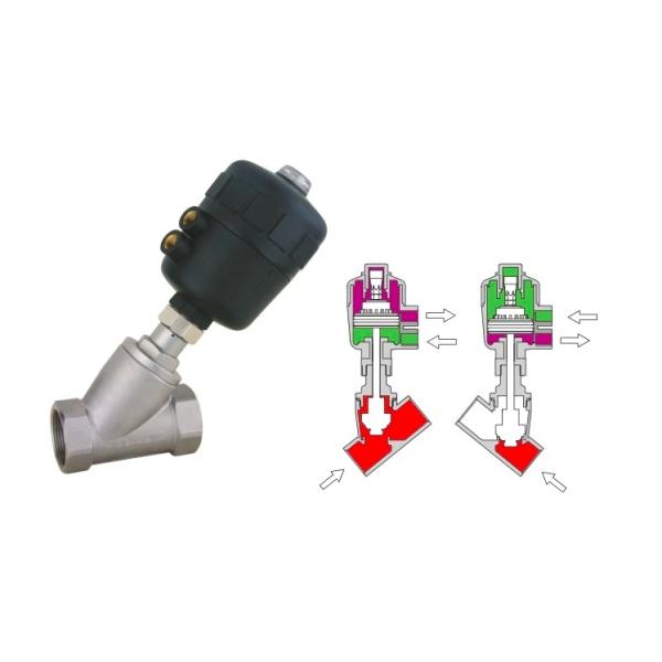 Plastic Material Actuator Single/Double Action Pneumatic Angle Seat Valve for dyeing pipe line