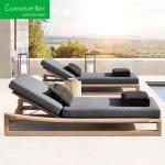 Modern Teak Chaise Waterproof Cushioned Sun Lounger for Luxury Outdoor Pool and