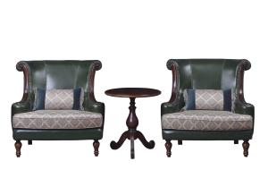 China Genuine leather Cow split and Cottom Fabric with High density sponge Classic design Leisure Armchair and Lounge sofa wholesale