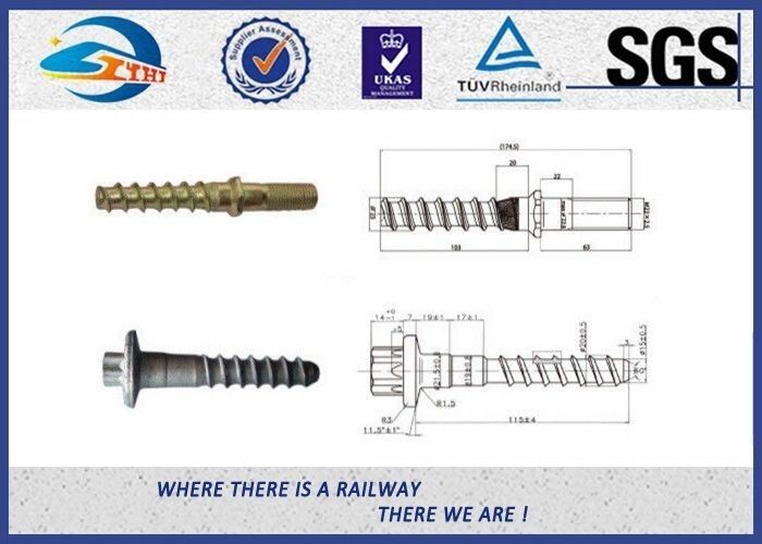 Railway sleeper fixing screws Black Oxide ISO 24 Dia 160 Length SS8