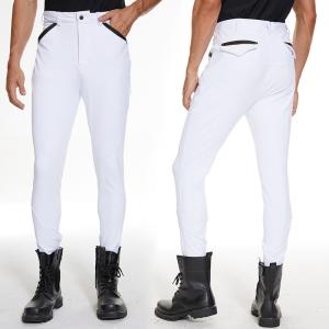 China RTS White Men's Breeches High Etastic Equestrian Pants Knee Silicone Grip wholesale