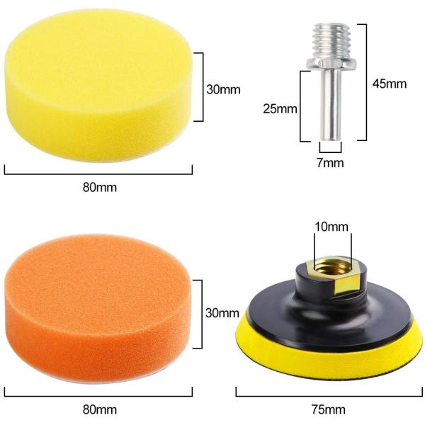 22PCS Car Buffer Polisher Pads Sponge Material White Blue Black Yellow