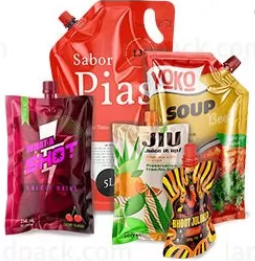 LC-350R-8 Stations Automatic Custom Printed Flat 3 4 Side Seal Pouch For Ketchup Salad Dressing Hot Sauce Sachet Plastic Condiment Liquid Packaging