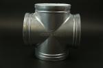 Silver Lined 4 way elbow pipe fitting Ductile iron Grooved