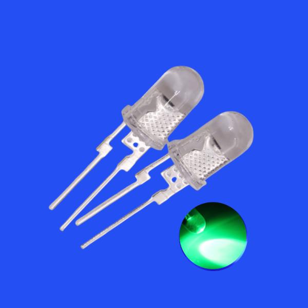 0.5W 5mm Green Color 520-530nm Clear Lens Short Pins With Heat Sink For