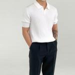 2024 Summer Fashion Elegant Trendy Quarter Sleeved Plain Polo Collar T-shirt for