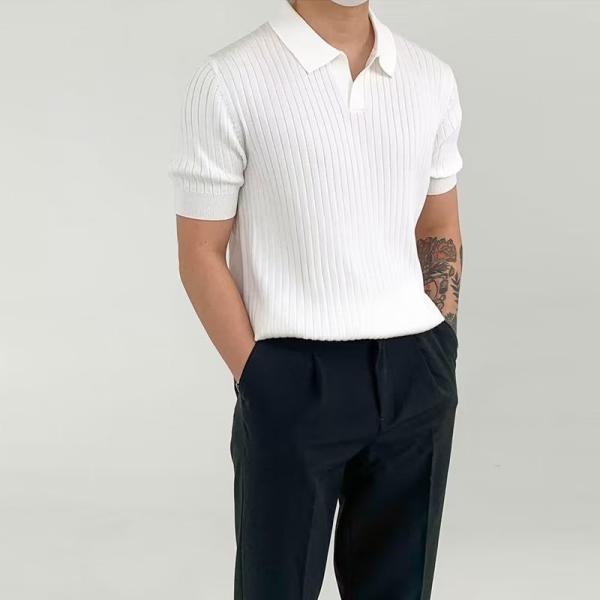 2024 Summer Fashion Elegant Trendy Quarter Sleeved Plain Polo Collar T-shirt for