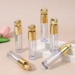 Round Design Head Cap Plastic Lip Glaze Tube With Brush 4.5ml Gold