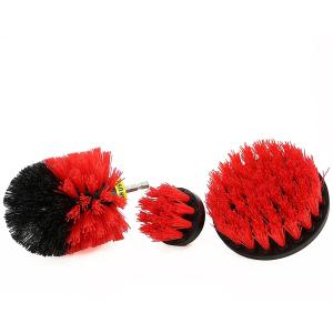 China Power Scrub 3 Piece Drill Brush Set Polypropylene Nylon Red Color 3.5&quot; wholesale