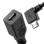 CUSTOM 90 Degree Right Angle Male to Female Micro USB Cable