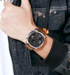 Trend Design Watch Men Clock Wrist Watch Leather Two Time Zone Watches for Men