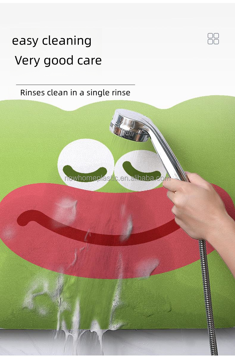 Square Waterproof Anti-Slip Kitchen Dish Draining Mat with Contemporary Cartoon Print