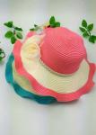 Nylon Floral Strip Straw Beach Hat Dyeing Bowknot Hand Printing Method Available