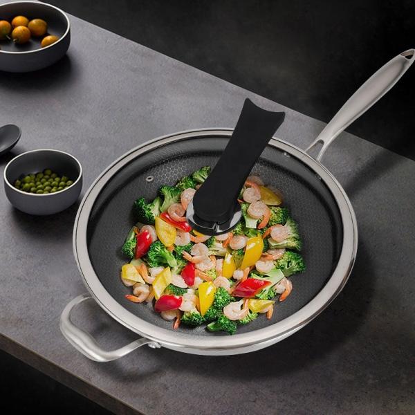 Factory Wholesale PFOA Free Non Stick Works 18/8 Stainless Steel Wok Pan with