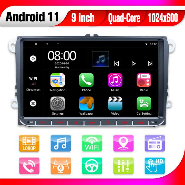 Android 11 VW Android Car Stereo Car Radio Player GPS USB No DVD 2 Din 9 Inch