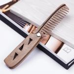 Anti Static Sandalwood Foldable Beard Comb Folding Mustache Comb