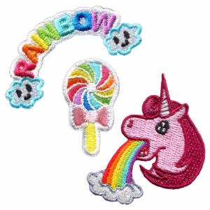 China Embroidery Sticker Pack Rainbow Unicorn Lollipop Embroidered designs wholesale