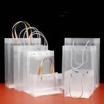 XYDAN Frosted Rigid Pvc Transparent Tote Bag with Soft Loop Handle Striped