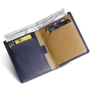 China Custom LOGO Men's Front Pocket Wallet made of Full Grain Leather with RFID Protection wholesale