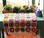Handmade Crochet Yarn Baby Sheet Blankets Granny Square Afghan Coverlet Table