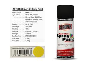 China AEROPAK art yellow color 400ml acrylic Spray Paint for wood with MSDS certificate wholesale