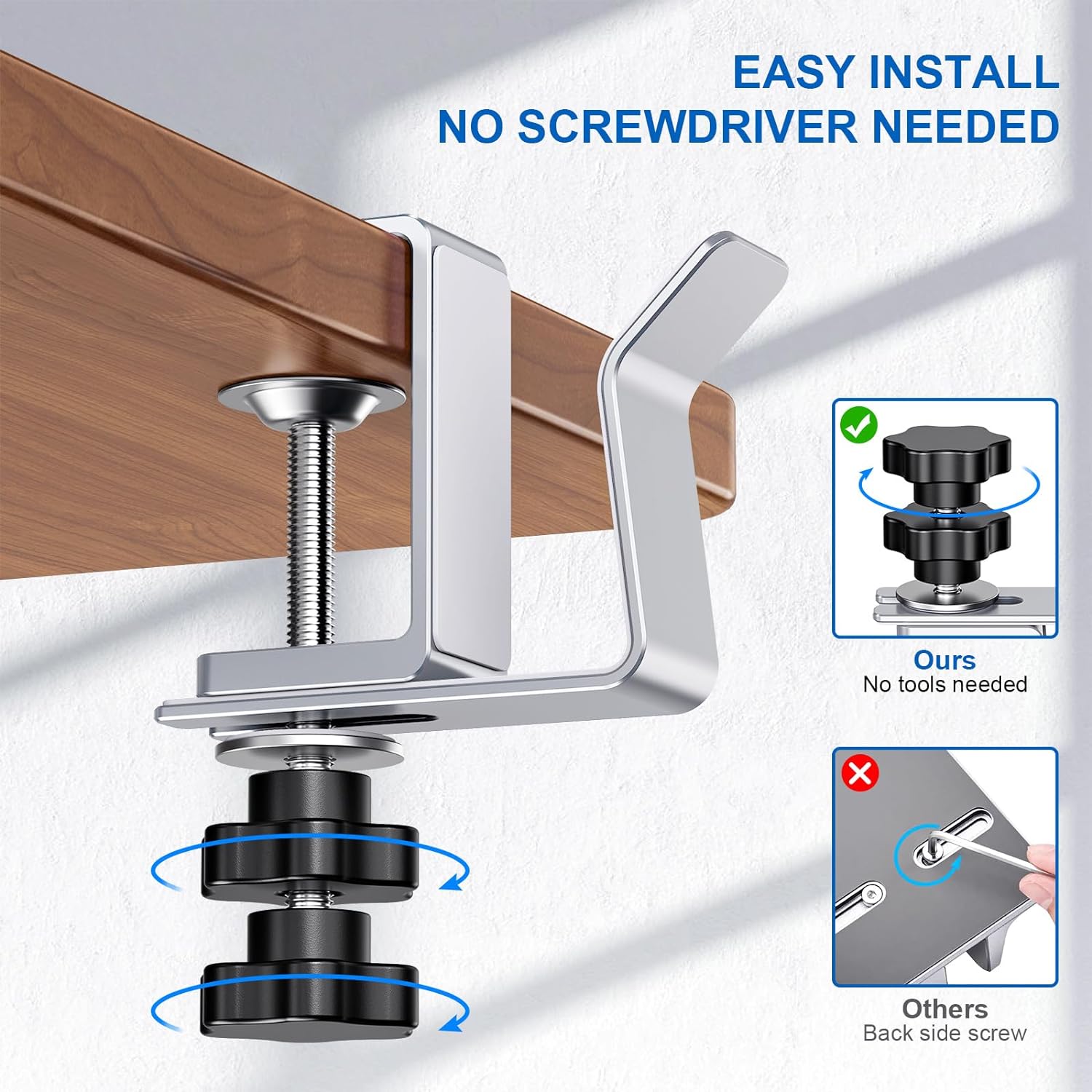 Vertical Laptop Stand Bracket 1mm Thickness Adjustable Clamp Holder for Desk Side
