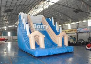 China White And Blue Inflatable Water Slides / PVC Tarpaulin OEM Childrens Outdoor Slide wholesale