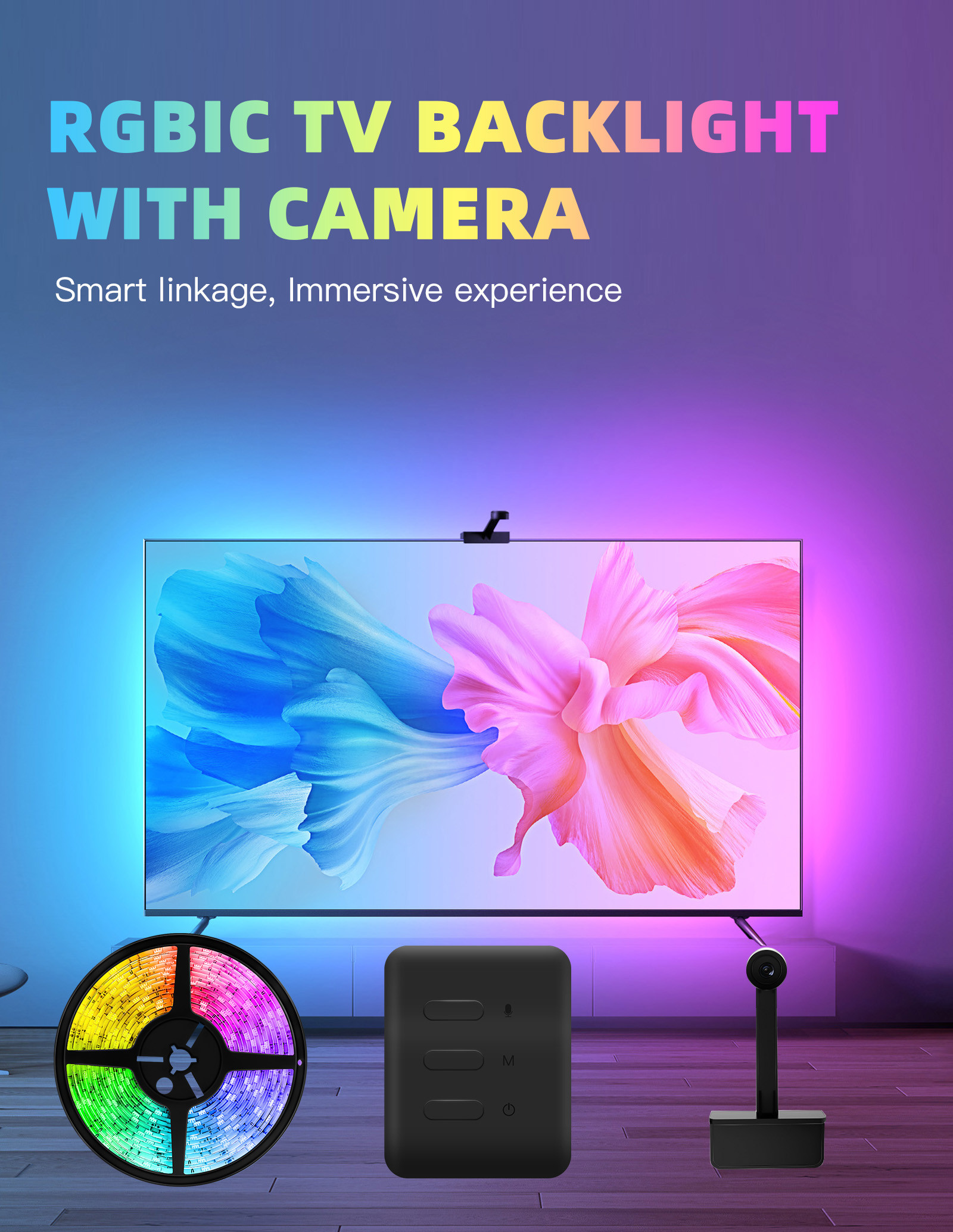 Tuya SMD5050 Multicolor Smart LED TV Backlight Voice Control Fit For 40-65 Inch