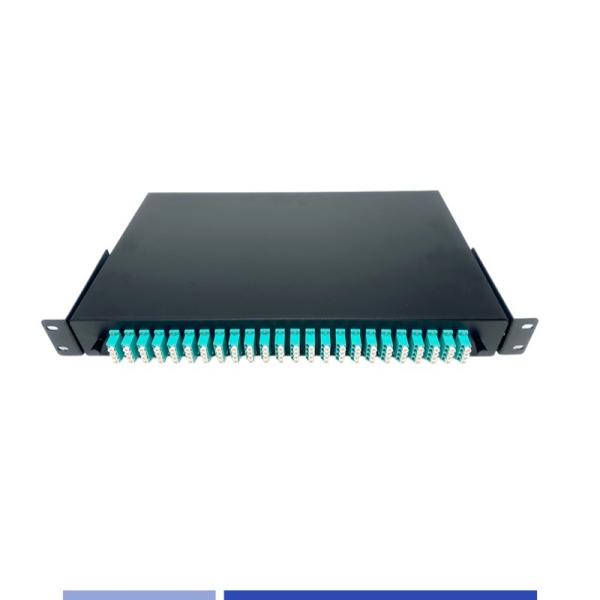 1U 96 core Fiber Optic patch panel LC Quad port 19" Rack Mounted Loaded LC OM3