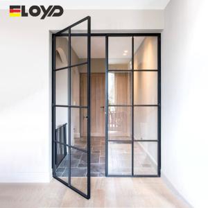 China Internal Aluminium Framed Frosted Glass French Doors Glass Wall Divider wholesale