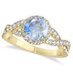 Sterling Silver Round Cut Moonstone Jewelry CZ Twisted Engagement Ring Birthday