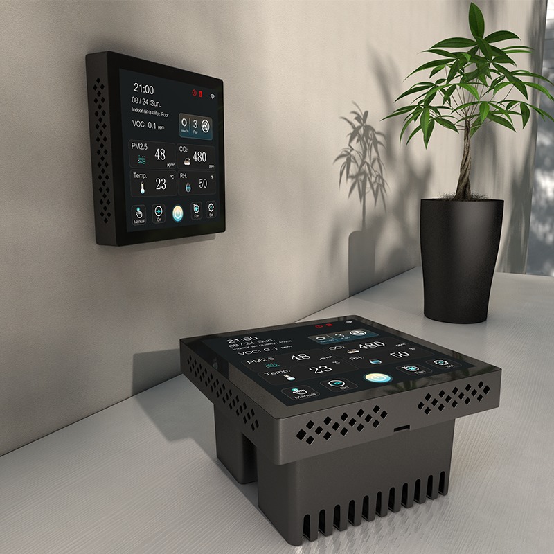 Smart Air Management Controller with 4 Inch Touchscreen WiFi Connectivity Real Time CO₂ PM2.5 VOC Monitoring