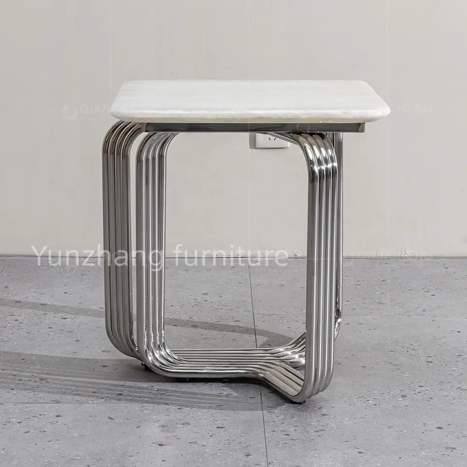 Steel Pipe Side Square Table Small Sofa Coffee Table For Living Room Balcony Apartment