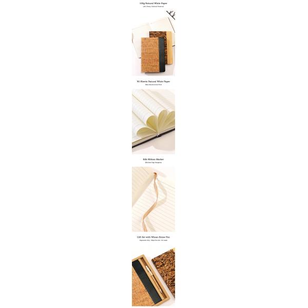 Creative Gift A5 Eco-friendly Coffee Grounds Cork Bamboo Splicing Cover Notebook