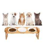 OEM/ODM Acceptable Wooden Stand Pet Dining Table Cat Feeder with Adjustable