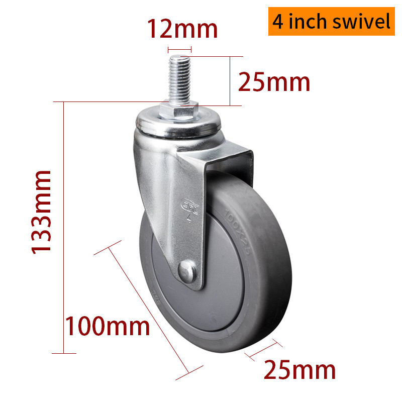 Light Duty Zinc Coating 4 Inch Swivel Caster Wheels 100mm 3714S-57
