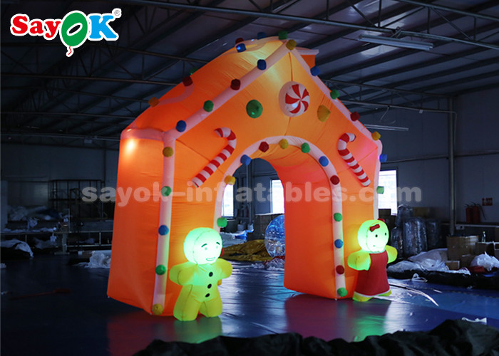 Inflatable Christmas Arch Gingerbread Man Candy Sticks Christmas Inflatable Arch With LED Light