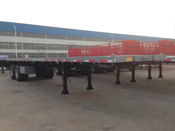 45T Capacity ISO 40ft Bogie Suspension Axles Semi Flatbed Container Truck