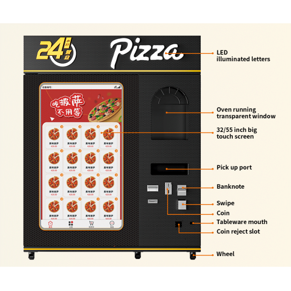 24 Hour Automatic Self Service Pizza Vending Machine Commercial Use