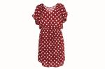 V Neck Elastic Band Ladies Dress Clothing 100% Viscose Polka Dot Red Dress