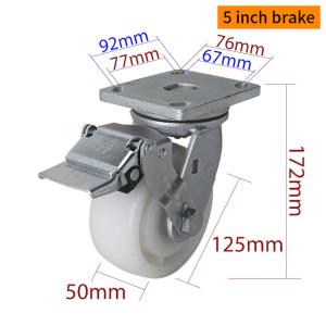 China 125mm Castor Wheels , 5 Inch Heavy Duty Swivel Casters With Brake wholesale