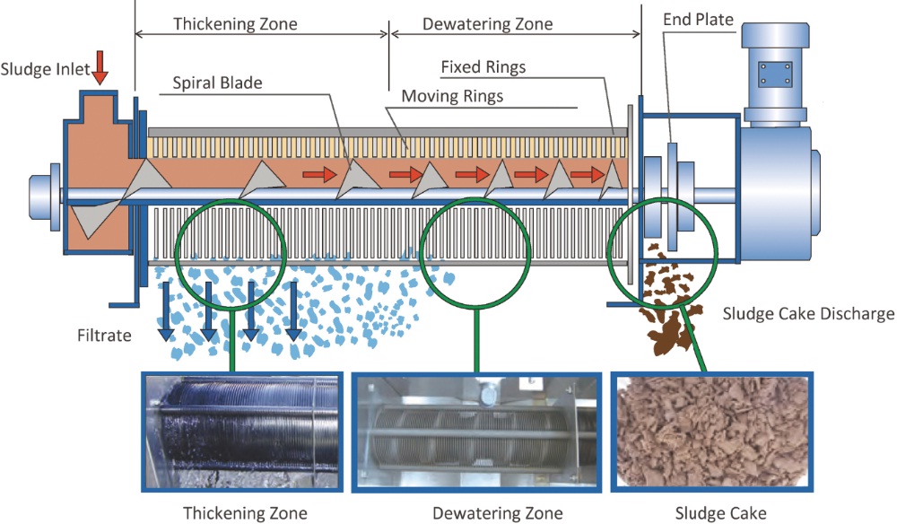 Field Maintenance and Repair Service Stainless Steel Screw Press Sludge Dewatering Machine