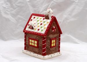 China Cubby Design Ceramic Cookie Jar Dolomite Red Christmas Decoration Food Jar With Lid wholesale