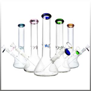 China 10 Inch Pyrex Glass Water Bongs , 14mm Joint Bottom Beaker Bongs For Weed Dry Herb wholesale