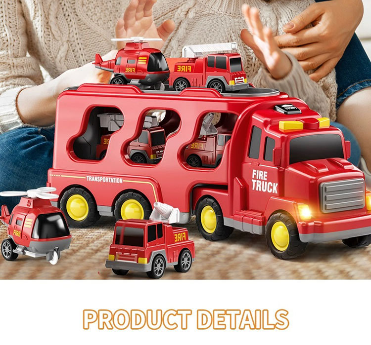 Scale 1 18 Friction Toy Carrier Truck for Kids Fire Toys Boys Girls Transport Vehicle