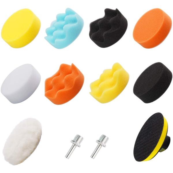 22PCS Car Buffer Polisher Pads Sponge Material White Blue Black Yellow