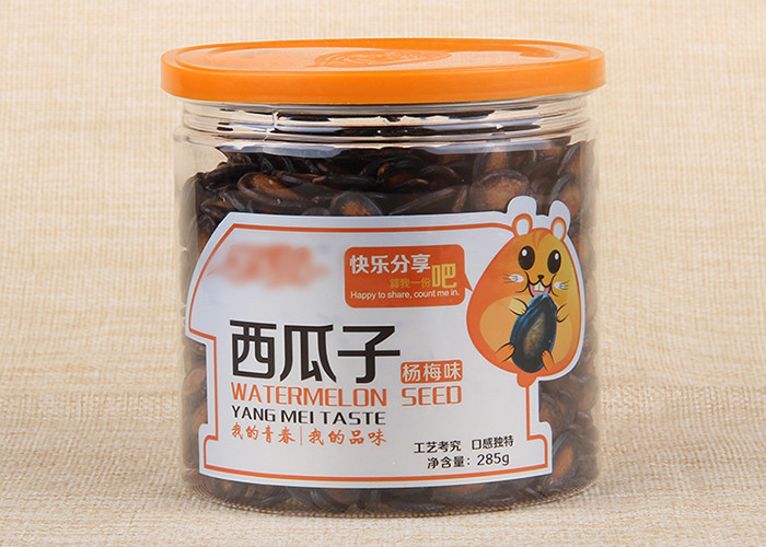 Food Grade Visible Cylinder PET Plastic Jars 307# For Melon Seeds Packaging